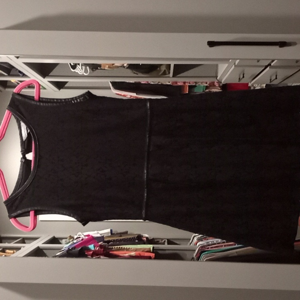 Leather trimmed lace dress